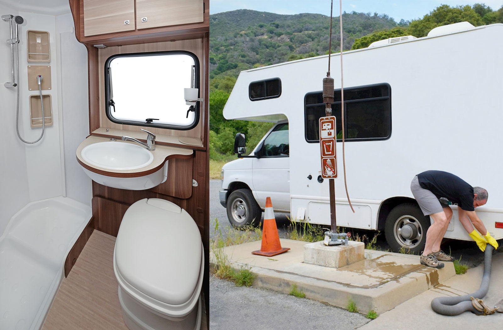 Portable RV/camper toilet and holding tank setup in Beeville, Texas